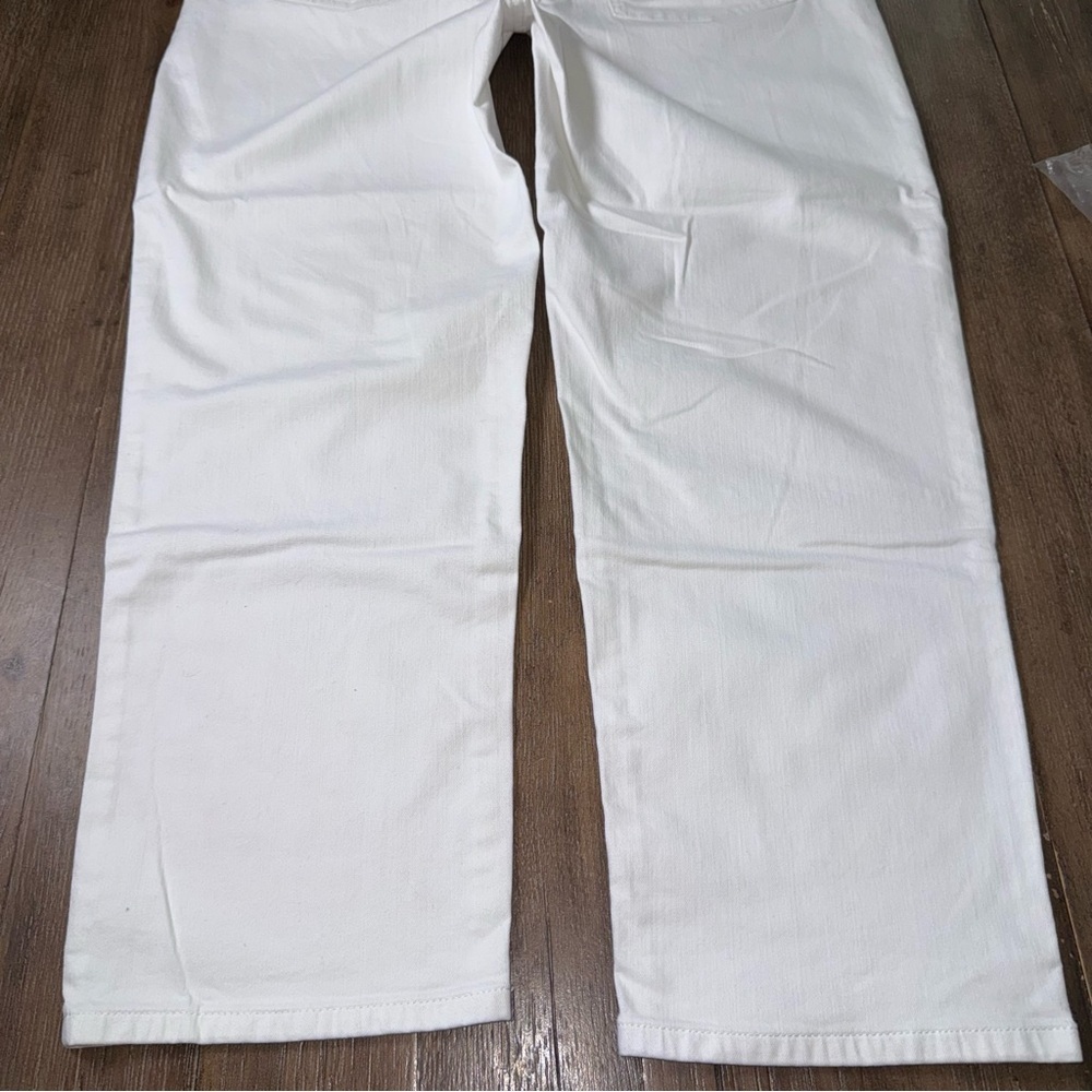 Eileen Fisher Organic Cotton Straight Leg Stretch Denim Pants White - Picture 13 of 14